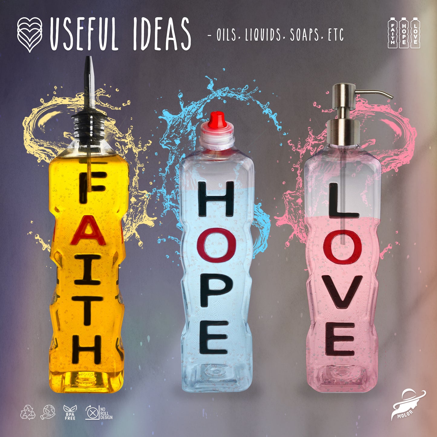 Faith Hope Love - Affirmation Bottle Gift Set