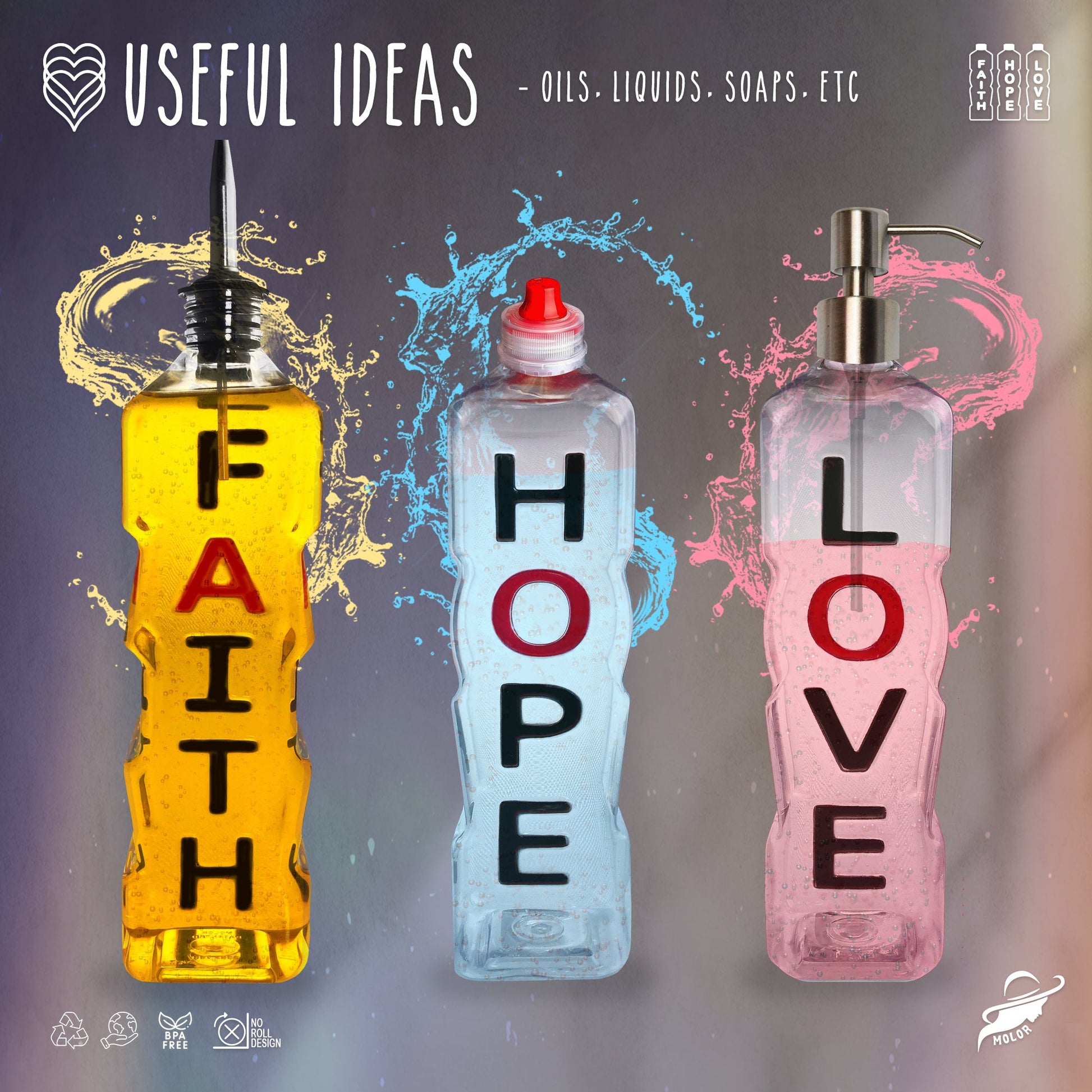 Faith Hope Love Affirmation Bottle Gift Set - Faith Hope Love | Affirmation Bottles & Products for the mind, body & soul - by Molor
