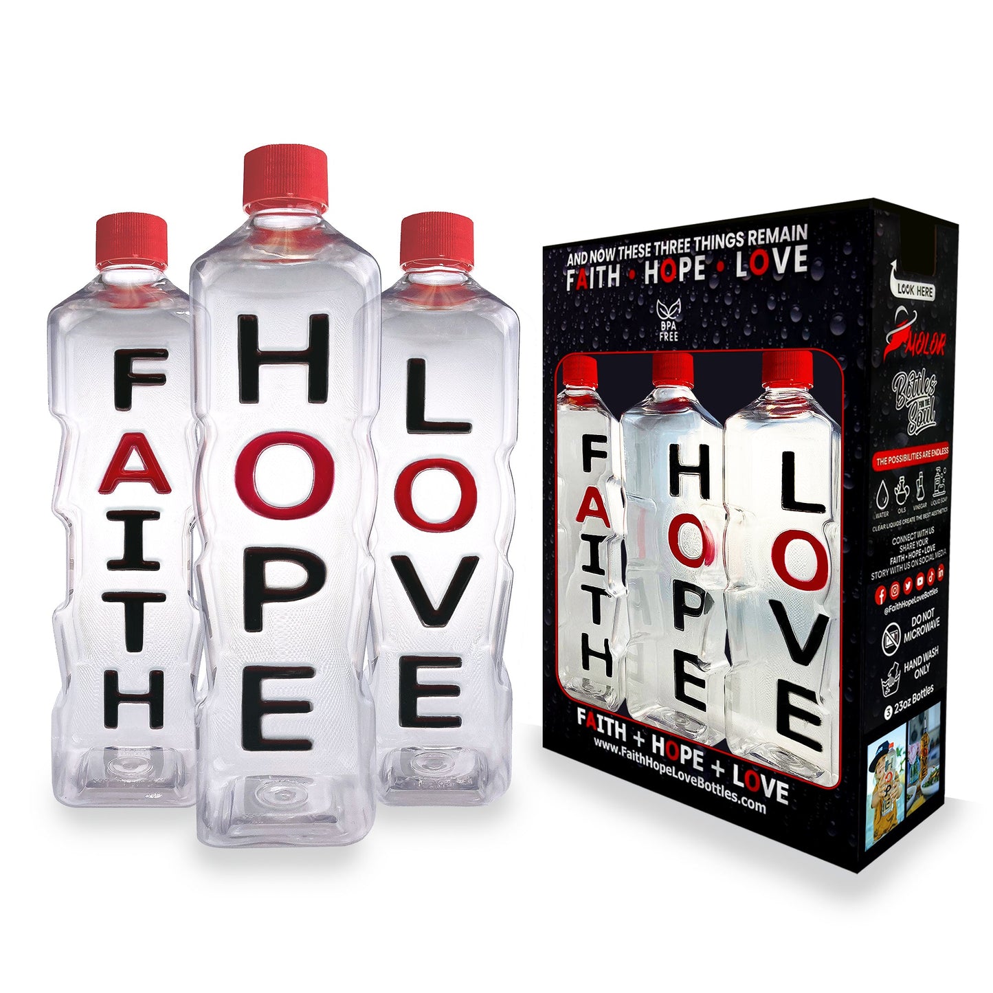 Faith Hope Love Affirmation Bottle Gift Set - Faith Hope Love | Affirmation Bottles & Products for the mind, body & soul - by Molor