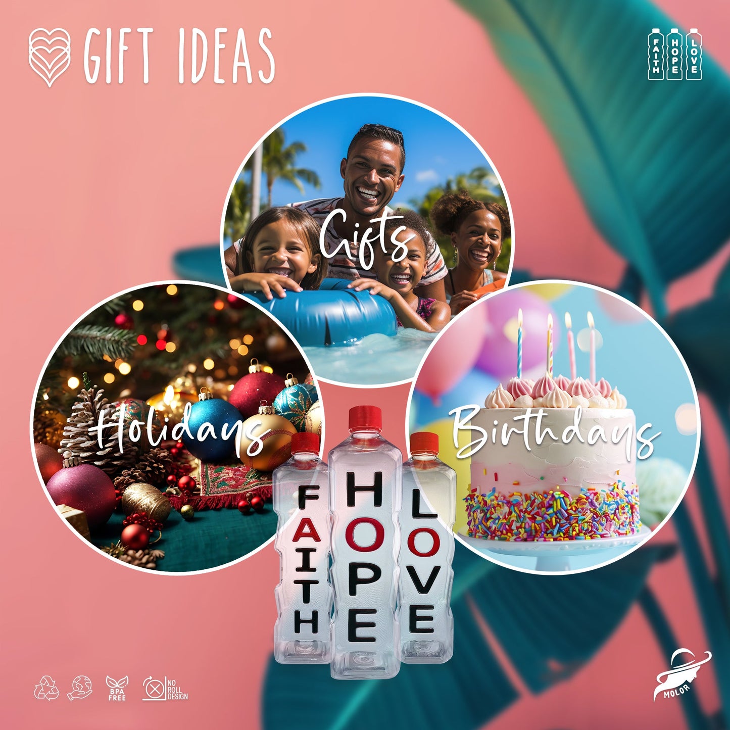 Faith Hope Love Affirmation Bottle Gift Set - Faith Hope Love | Affirmation Bottles & Products for the mind, body & soul - by Molor