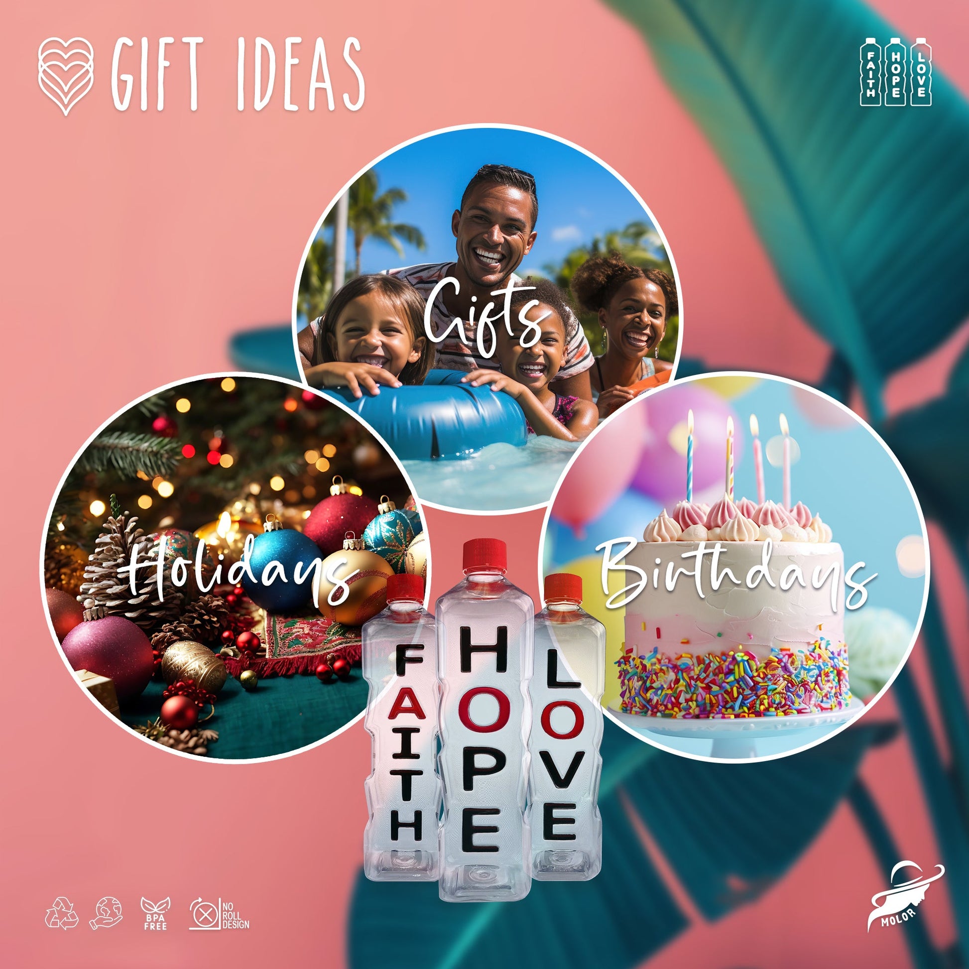 Faith Hope Love Affirmation Bottle Gift Set - Faith Hope Love | Affirmation Bottles & Products for the mind, body & soul - by Molor