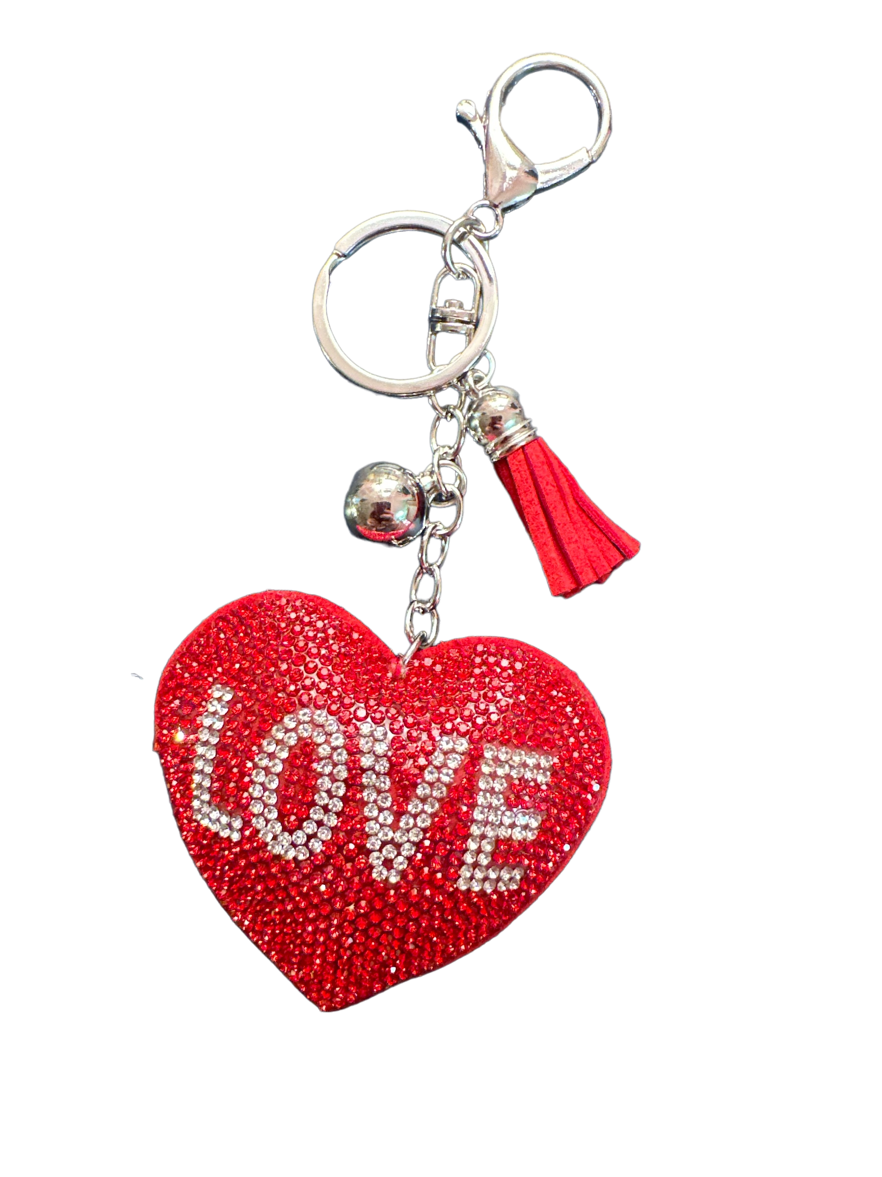 Keychain - Glitter Heart Shape Red With Love In Clear - Faith Hope Love | Affirmation Bottles & Products for the mind, body & soul - by Molor