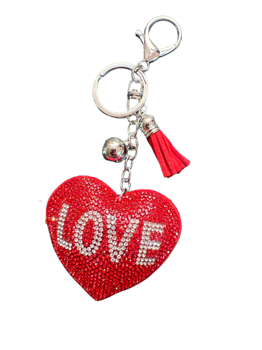 Keychain - Glitter Heart Shape Red With Love In Clear - Faith Hope Love | Affirmation Bottles & Products for the mind, body & soul - by Molor