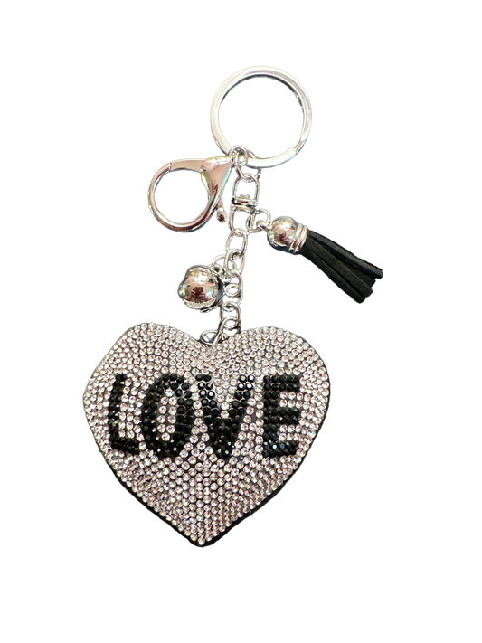 Keychain - Glitter Heart Clear With Love In Black - Faith Hope Love | Affirmation Bottles & Products for the mind, body & soul - by Molor