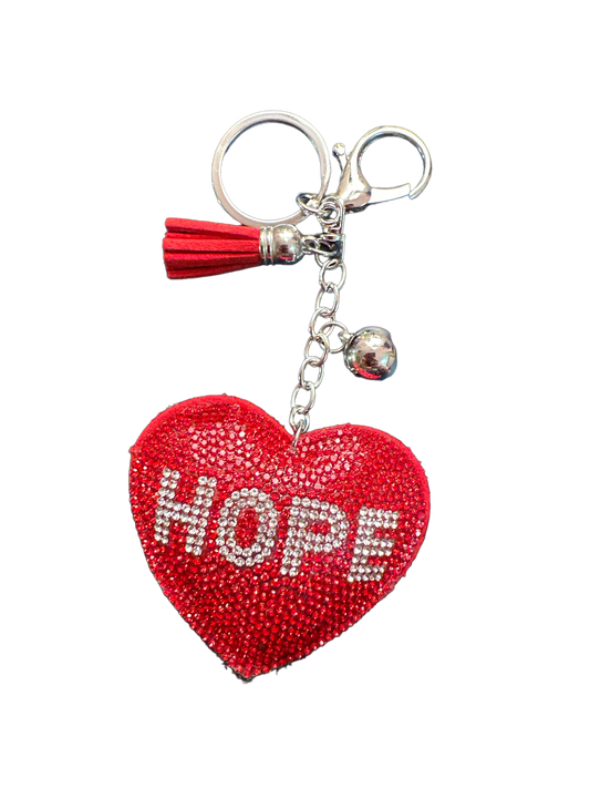 Keychain - Glitter Heart Red With Hope In Clear - Faith Hope Love | Affirmation Bottles & Products for the mind, body & soul - by Molor