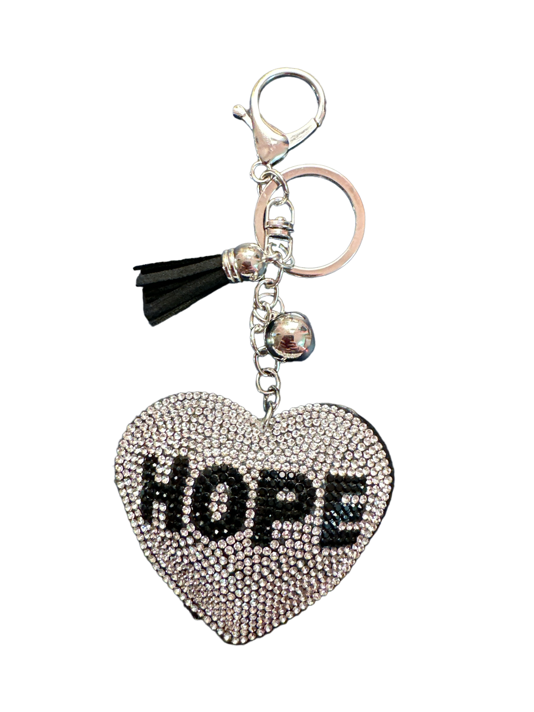 Keychain - Glitter Heart Shape Hope In Black - Faith Hope Love | Affirmation Bottles & Products for the mind, body & soul - by Molor