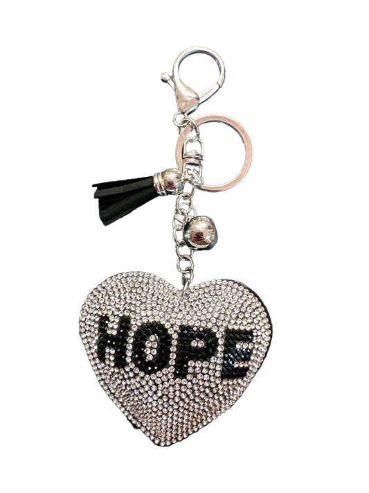 Keychain - Glitter Heart Shape Hope In Black - Faith Hope Love | Affirmation Bottles & Products for the mind, body & soul - by Molor