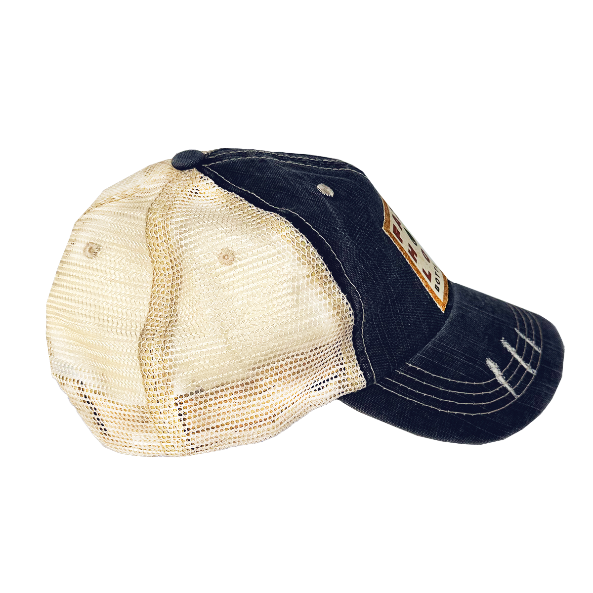 Distressed Trucker Hat with Vintage Faith Hope Love Patch - Faith Hope Love | Affirmation Bottles & Products for the mind, body & soul - by Molor