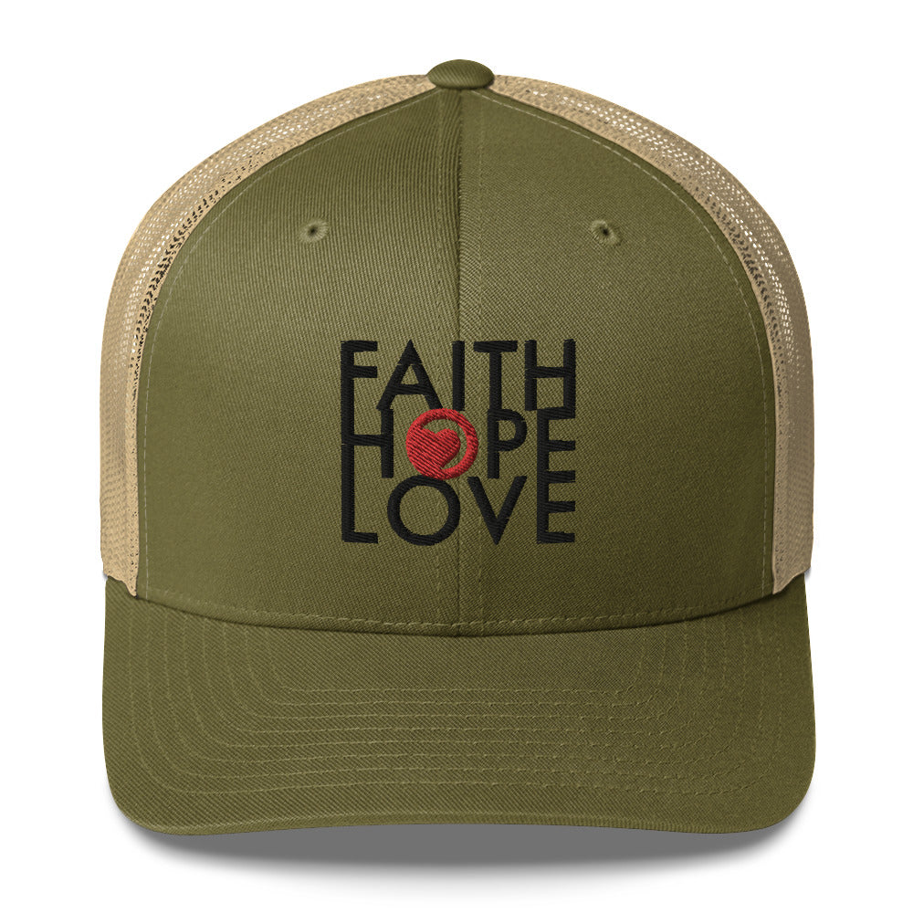 Foam Mesh Trucker Hat - Faith Hope Love | Affirmation Bottles & Products for the mind, body & soul - by Molor