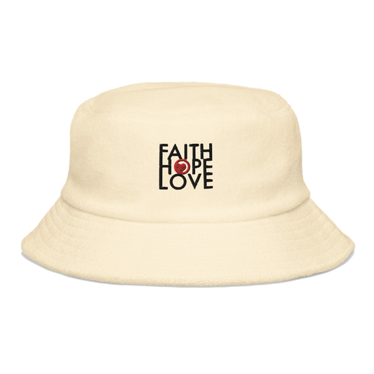 Faith Hope Love Terry Cloth Bucket Hat - Faith Hope Love | Affirmation Bottles & Products for the mind, body & soul - by Molor