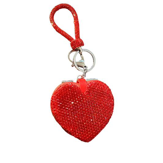 Keychain - Heart Shape Rhinestone Red