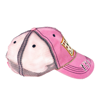 Pink Rhinestone Trucker Hat with Faith Hope Love Patch